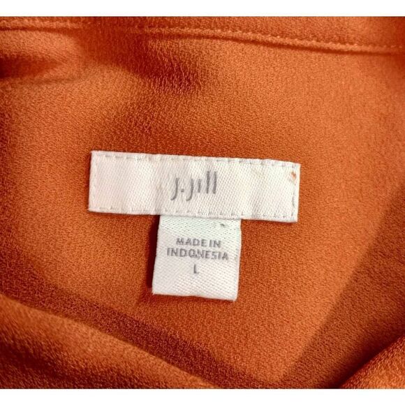 J Jill Shirt Ladies Large Orange Button Front Long Sleeve - Picture 6 of 8